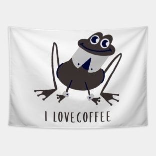 i love coffee funny  frog Tapestry