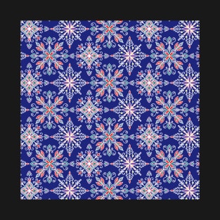 Colorful Winter Snowflakes Pattern T-Shirt