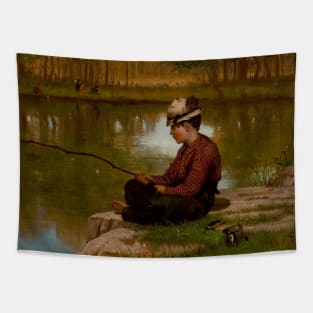 Waiting for a Bite, Central Park by John George Brown Tapestry