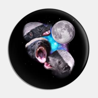 Three Honey Badgers Howl at the Moon Pin