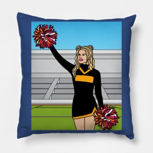 Dancing Cheerleader Cheers With Pom Poms Pillow