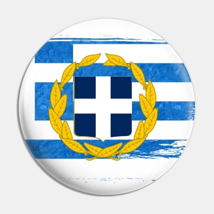 Greece flag - grunge brick stone Pin