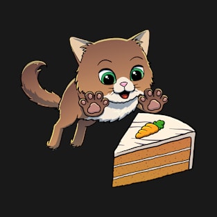 Norwegian Forest Cat excited to eat Carrot Cake T-Shirt