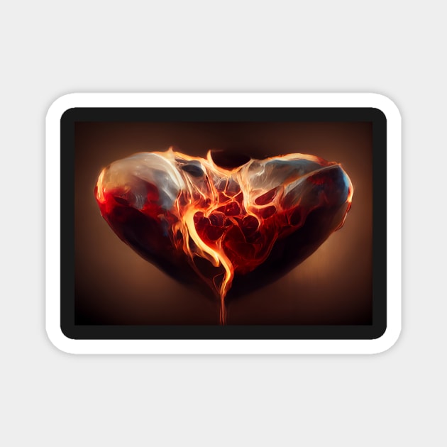 Flaming Heart Art  /  Flame Heart Unwind Designs Magnet by Unwind-Art-Work