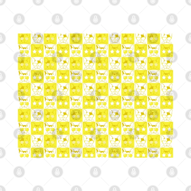 Frenchies with Glasses Pattern Yellow by LotusArtStudio