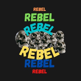 Multiple rebel skulls and typography T-Shirt