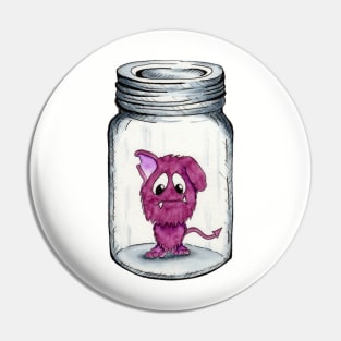 Sad Purple Monster in a Jar Pin