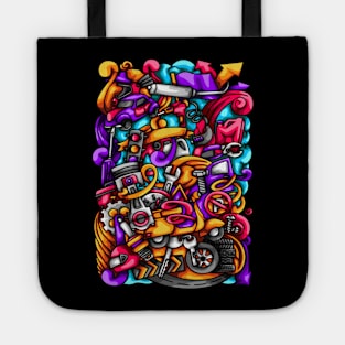 Spare Parts Doodle Illustration Tote