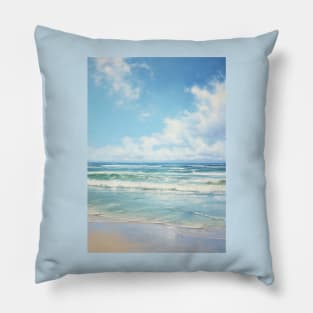 Minimalistic water color painting of ocean - 3 Pillow