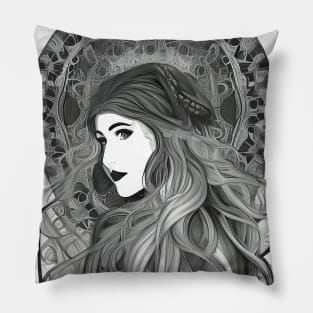 Cool Gypsy Goth Girl Wiccan Pagan Witch Pillow