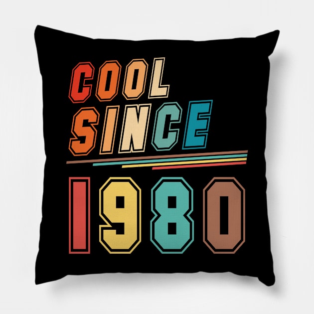 Vintage Style Cool Since 1980 Pillow by Adikka