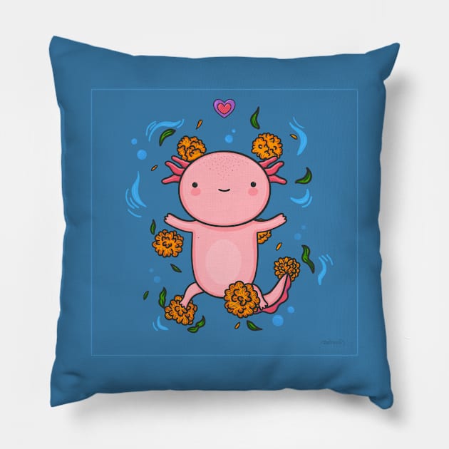 Happy Axolotl Pillow by theeternal