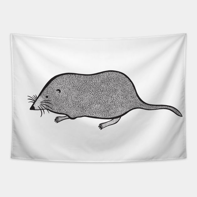 Pygmy Shrew Ink Art - cute animal design - on white Tapestry by Green Paladin