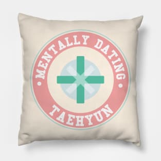 Mentally dating TXT Taehyun logo round Pillow