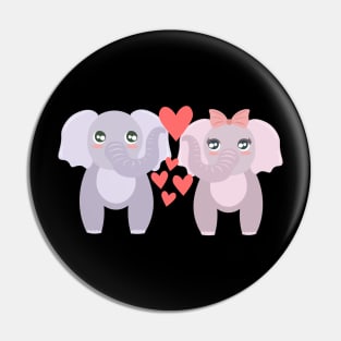 Two Elephants In Love Pin