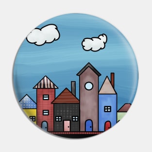 Whimsical City Street Pin