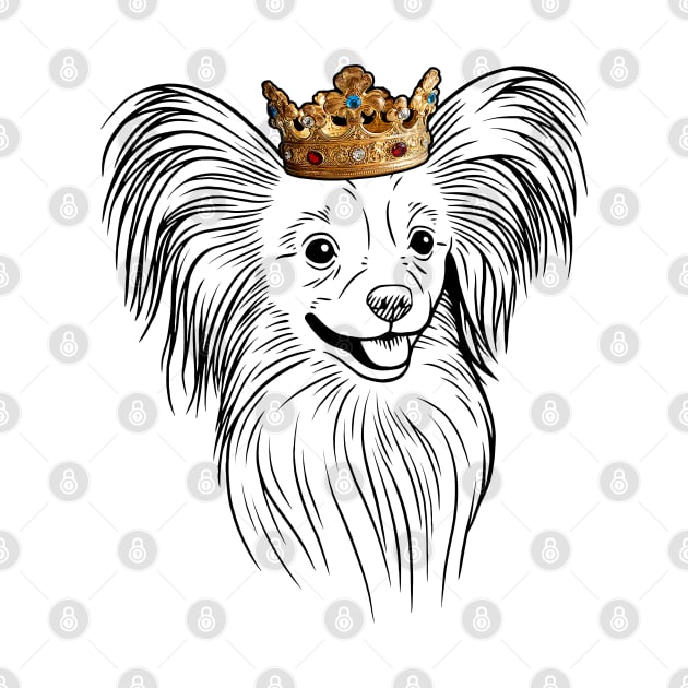 Papillon Dog King Queen Wearing Crown by millersye