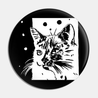 Abstract Black and White Cat Pin