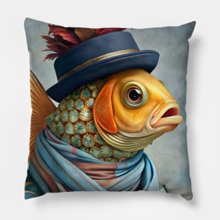 Fish head - surrealism weird art Pillow