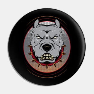 Pit bull head mascot Pin