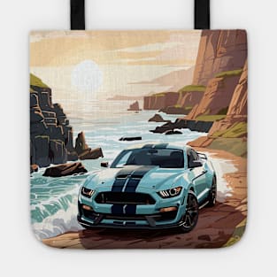 Modern American GT 500 Muscle Car Blue and Black Poster Tote