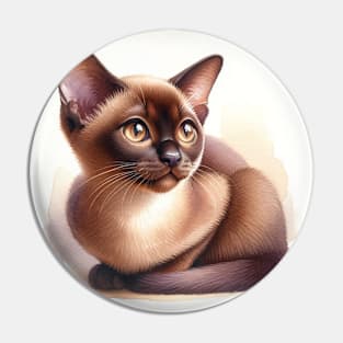 Burmese Cat Watercolor Kitten - Cute Kitties Pin