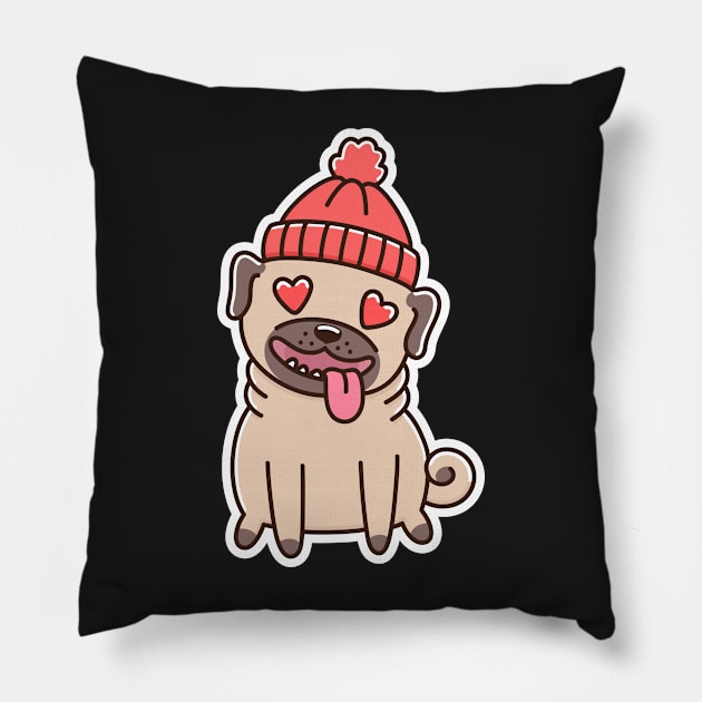 Pug Dog in Love. Pillow by Viaire