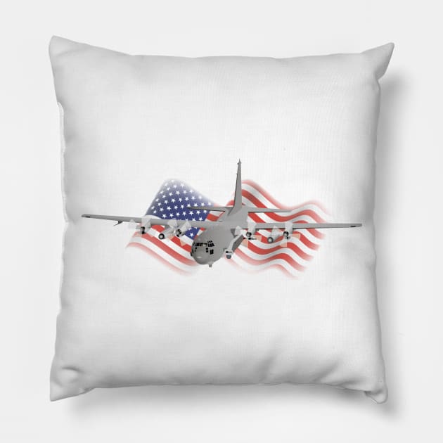 Air Force AC130 Gunship with American Flag Pillow by NorseTech