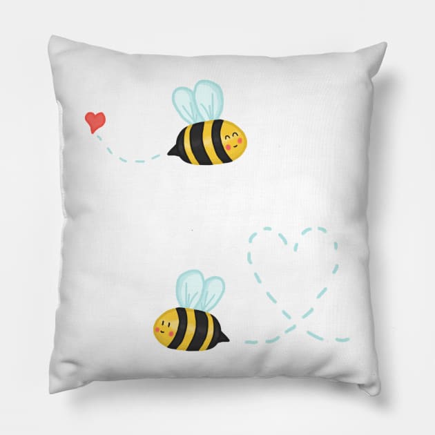 Cute Wholesome Honey bee sticker pack Pillow by Keniixx