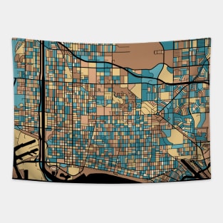 Long Beach Map Pattern in Mid Century Pastel Tapestry