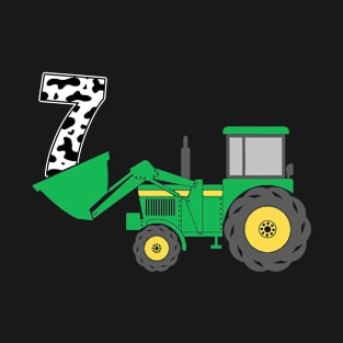 Kids 7th Birthday Boys 7 Year Old Farm Truck Tractor Party T-Shirt