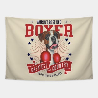 Boxing Boxer Dog USA Tapestry