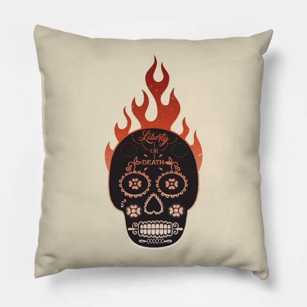 Flaming Skull Illustration Pillow by jared_clark