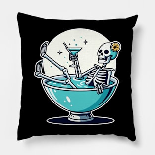 skeleton in margarita glass Pillow