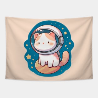 Little Star Explorer: Cosmic Adventures of an Adorable Astronaut Kitty Tapestry