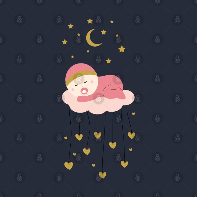 Baby girl and stars by grafart