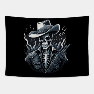 Cowboy Skull with Gun Tapestry