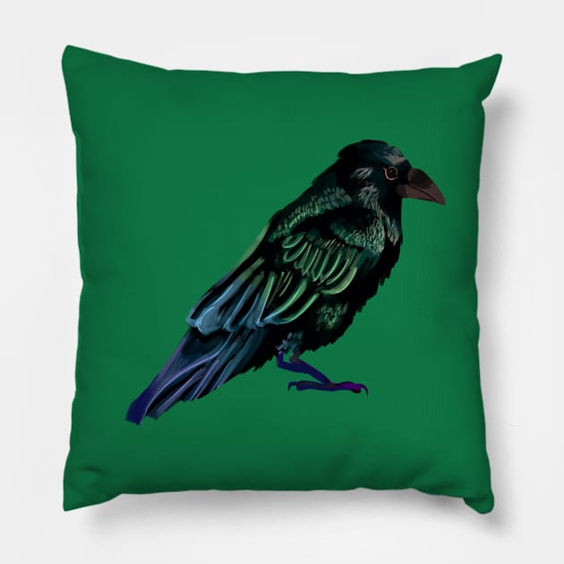 Rainbow Raven Pillow by Blacklightco