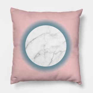 White Marble Circle Blush Millenial Pink Blue Gradient Pillow