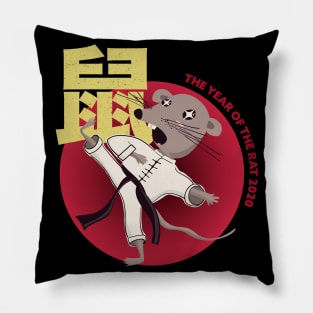 This Chinese Zodiac New Year of the Rat 2020 Kawaii Kung Fu Pillow