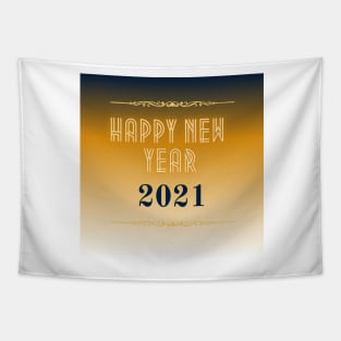 happy new year 2021 holiday blue to gold yellow gradient pattern Tapestry