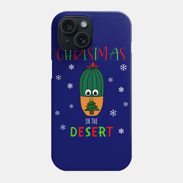 Christmas In The Desert - Cactus In Christmas Tree Pot Phone Case by DreamCactus