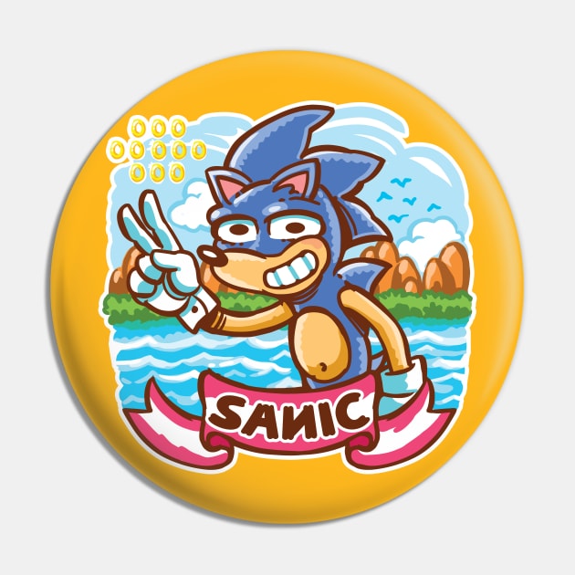 Cartoon Retro Hedgehog Pin by dposhirts