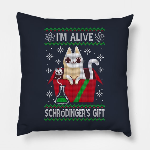 Schrödinger's Gift - Ugly Christmas Sweater - Science christmas Pillow by BlancaVidal