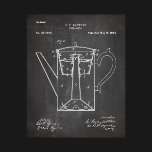 Coffee Percolator Patent - Coffee Lover Kitchen Décor Art - Black Chalkboard T-Shirt