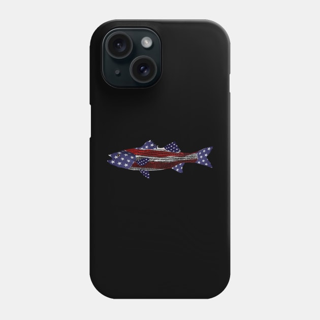 Striped bass American flag American hero Phone Case by Hook Ink