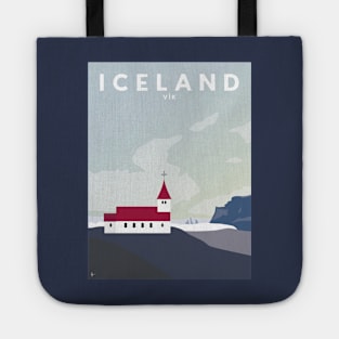 Iceland Vik Church Travel Poster Tote