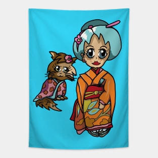 Theatre loving lady in a kimono Tapestry