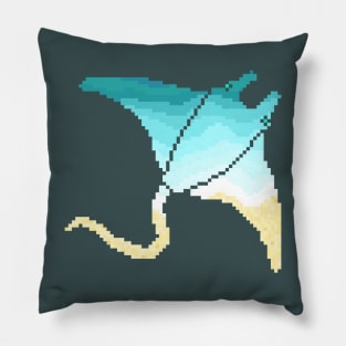 Modern Pixel Sea Manta Ray Pillow