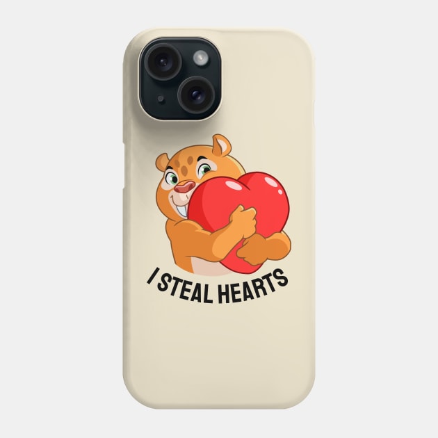 I steal hearts, friendly sabertooth tiger with qoute Phone Case by Yurko_shop